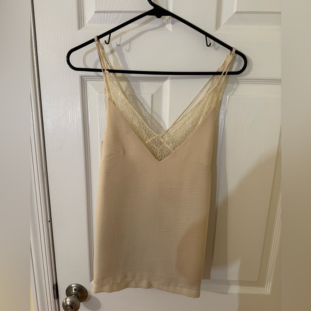 Abbeline Cream Camisole with Lace Underlining